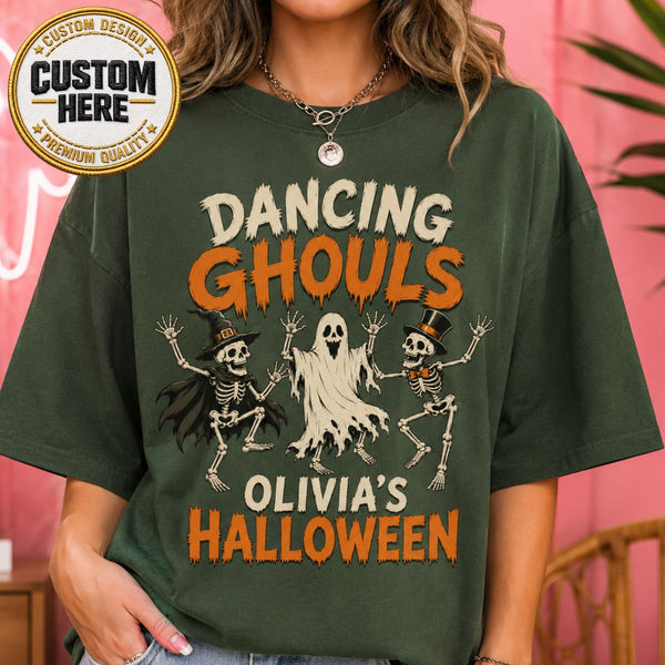 Dancing Ghouls Halloween Shirt, Cute Ghost & Skeleton Spooky Season Tee