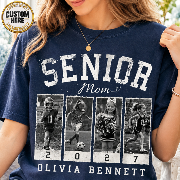 Personalized 2027 Senior Bootleg Football Shirt, Custom Football Mom Tee With Name & Number
