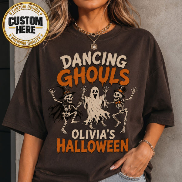 Dancing Ghouls Halloween Shirt, Cute Ghost & Skeleton Spooky Season Tee