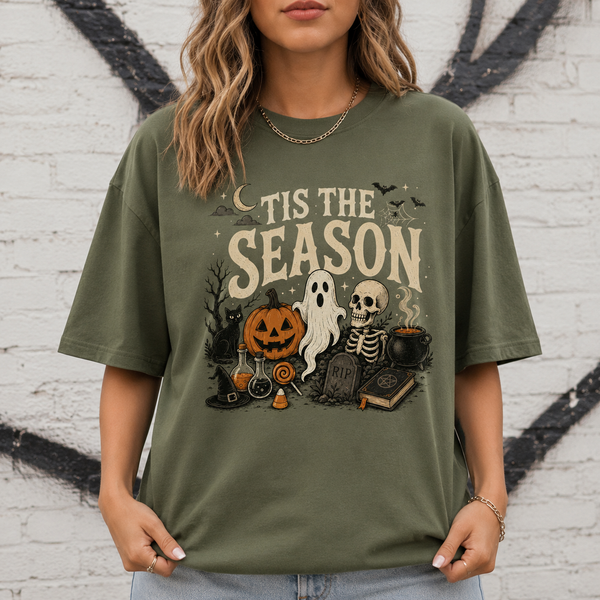 Tis The Season Halloween Shirt, Vintage Ghost Pumpkin Skeleton Tee
