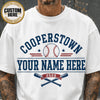 Personalized Baseball Shirt, Custom Cooperstown Team Tee, Retro Tournament Style 2026