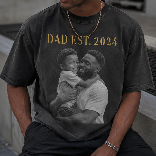 Personalized Dad Photo Shirt, Custom Father Portrait Graphic Tee, Trendy Father’s Day Gift