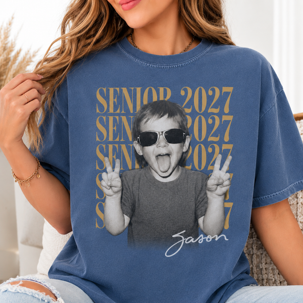 Personalized Senior Photo Shirt 2027, Vintage Graduate Picture Tee