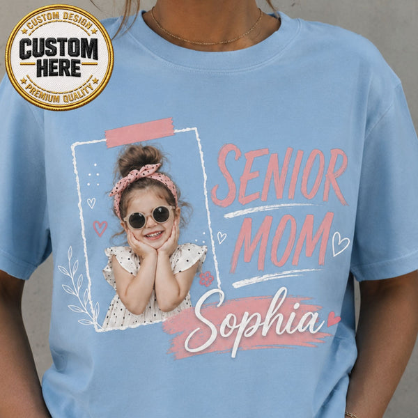 Personalized Class of 2027 Shirt, Custom Senior Mom Photo Tee