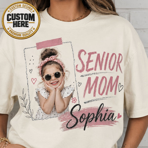 Personalized Class of 2027 Shirt, Custom Senior Mom Photo Tee