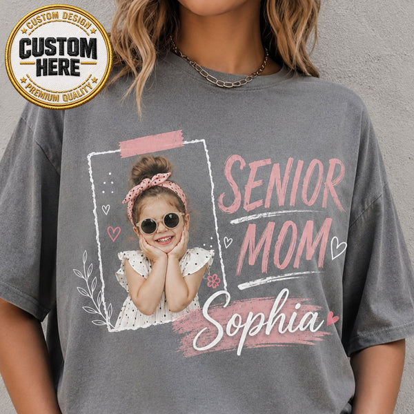 Personalized Class of 2027 Shirt, Custom Senior Mom Photo Tee