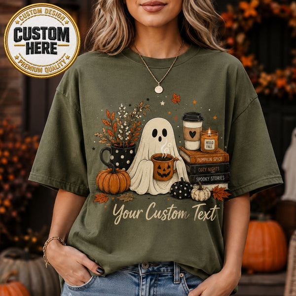 Personalized Fall Ghost Shirt, Custom Halloween Pumpkin Spice Tee