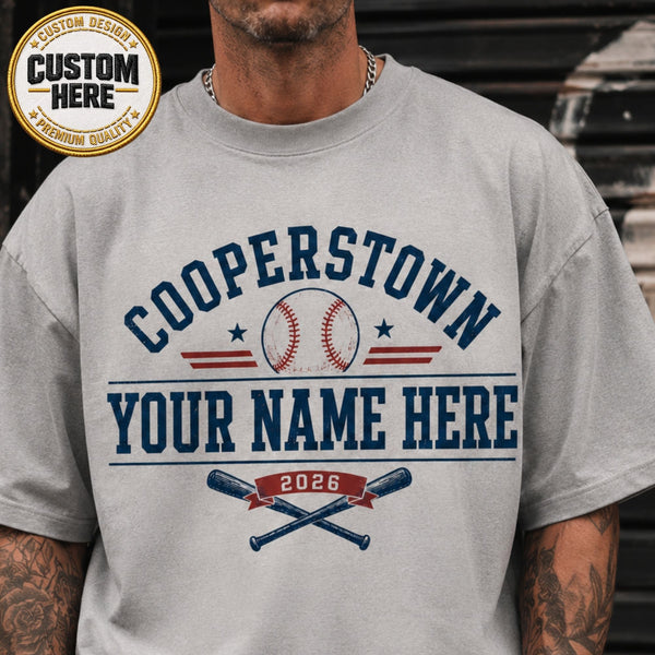 Personalized Baseball Shirt, Custom Cooperstown Team Tee, Retro Tournament Style 2026