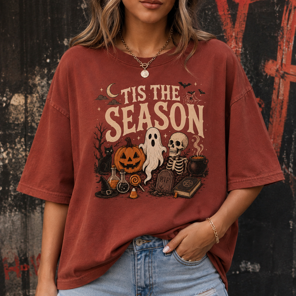 Tis The Season Halloween Shirt, Vintage Ghost Pumpkin Skeleton Tee