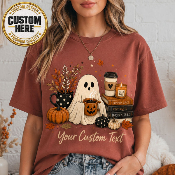 Personalized Fall Ghost Shirt, Custom Halloween Pumpkin Spice Tee