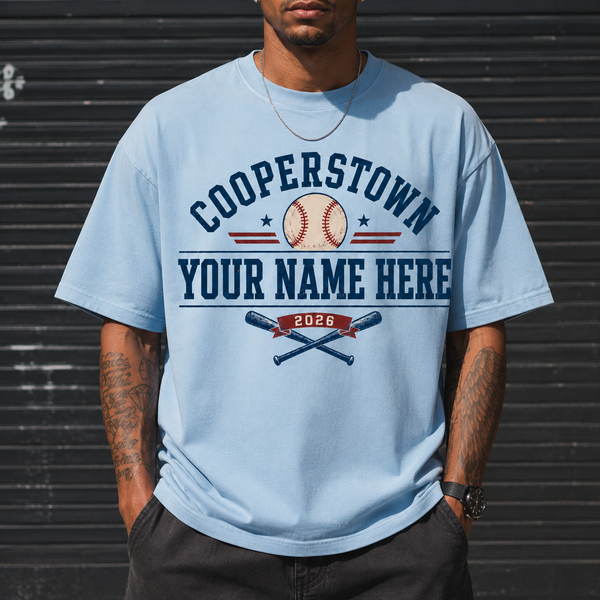 Personalized Baseball Shirt, Custom Cooperstown Team Tee, Retro Tournament Style 2026