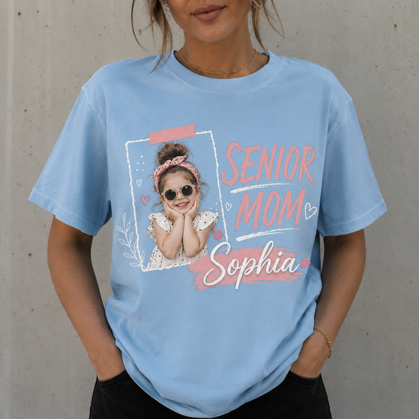 Personalized Class of 2027 Shirt, Custom Senior Mom Photo Tee