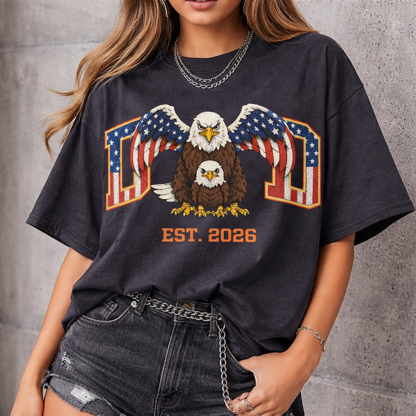 Custom Patriotic Dad Sweatshirt, Personalized US Flag Bald Eagle Shirt, Est 2026 Daddy Gift