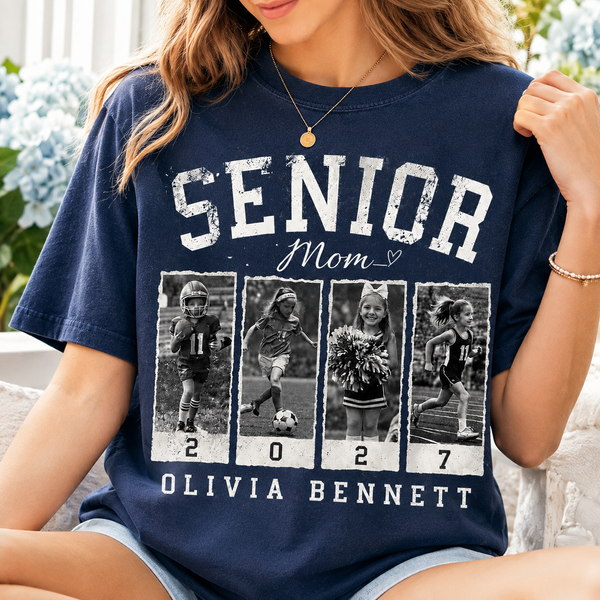 Personalized 2027 Senior Bootleg Football Shirt, Custom Football Mom Tee With Name & Number