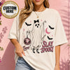 Personalized Halloween Ghost Shirt, Custom Name Pink Ghost Tee, Cute Goth Style
