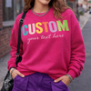 Personalized Pink Summer Vacation Shirt, Retro Patchwork Typography Tee, Trendy Gift for Her