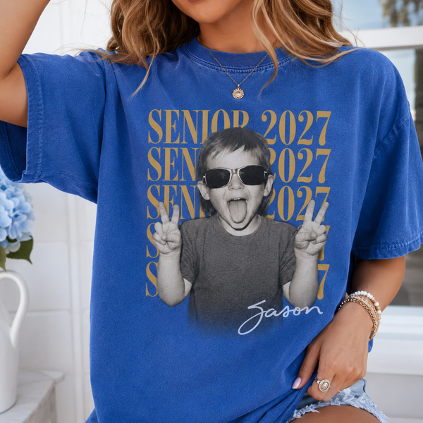 Personalized Senior Photo Shirt 2027, Vintage Graduate Picture Tee