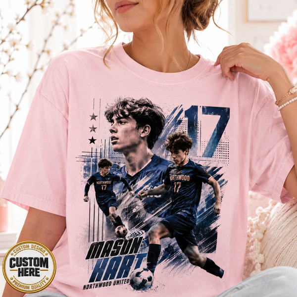 Custom Soccer Dad Shirt, Personalized Player Graphic Tee With Name & Number