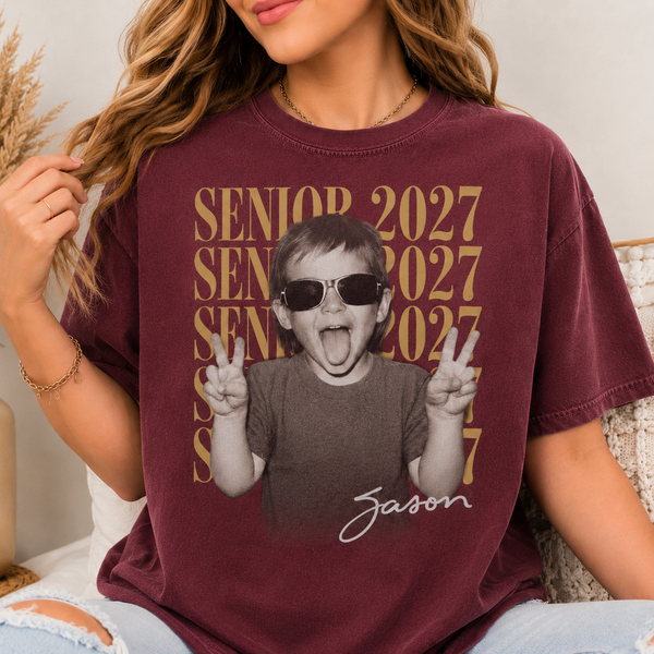 Personalized Senior Photo Shirt 2027, Vintage Graduate Picture Tee