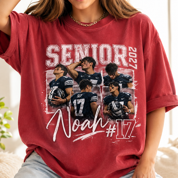 Custom 90s Bootleg Senior Football Mom Shirt, Retro Player Photo Tee
