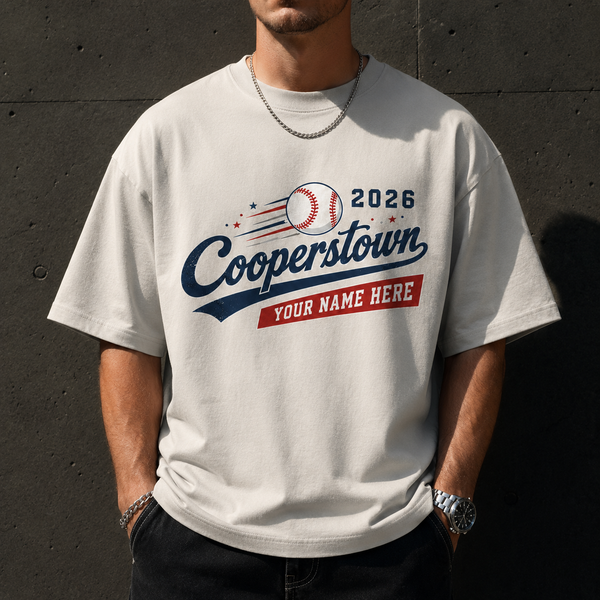 Custom Cooperstown Baseball Shirt, Personalized Team Name Tee, Retro Tournament Style 2026