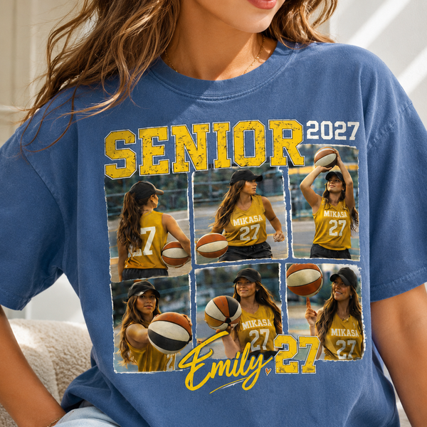 Senior Night 2027 Football Mom Shirt, Personalized Player Photo Tee