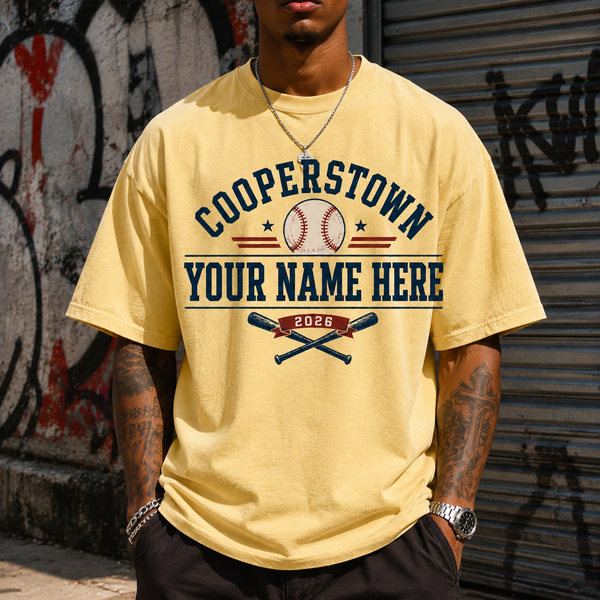 Personalized Baseball Shirt, Custom Cooperstown Team Tee, Retro Tournament Style 2026