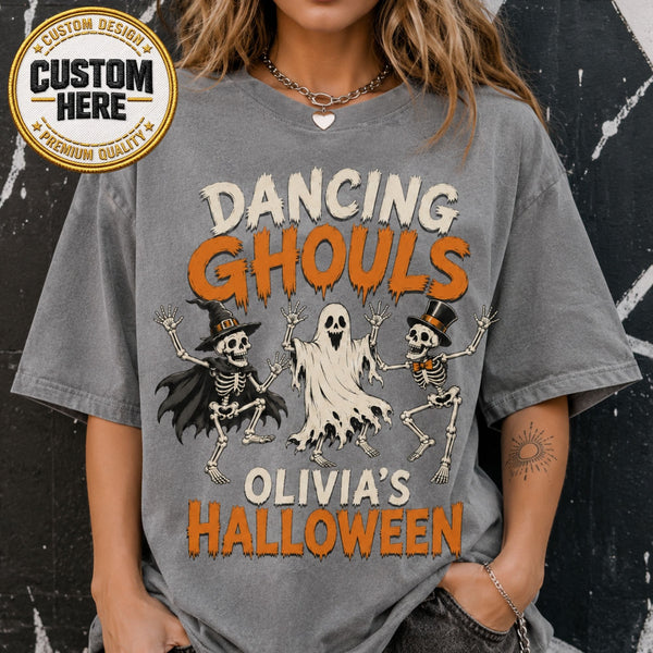 Dancing Ghouls Halloween Shirt, Cute Ghost & Skeleton Spooky Season Tee