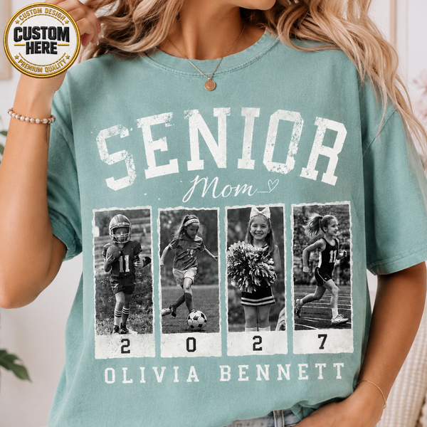 Personalized 2027 Senior Bootleg Football Shirt, Custom Football Mom Tee With Name & Number