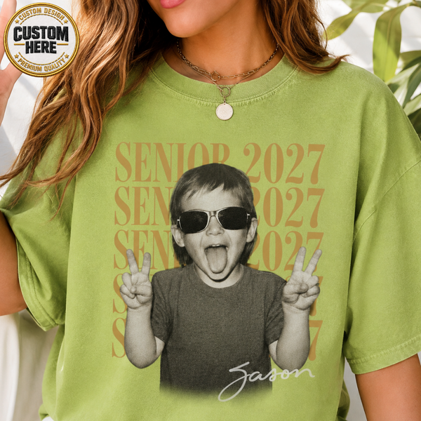 Personalized Senior Photo Shirt 2027, Vintage Graduate Picture Tee