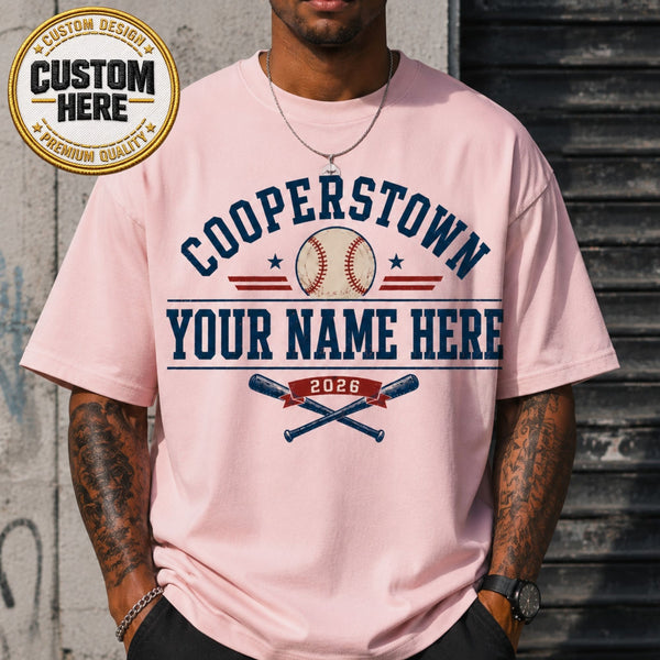 Personalized Baseball Shirt, Custom Cooperstown Team Tee, Retro Tournament Style 2026
