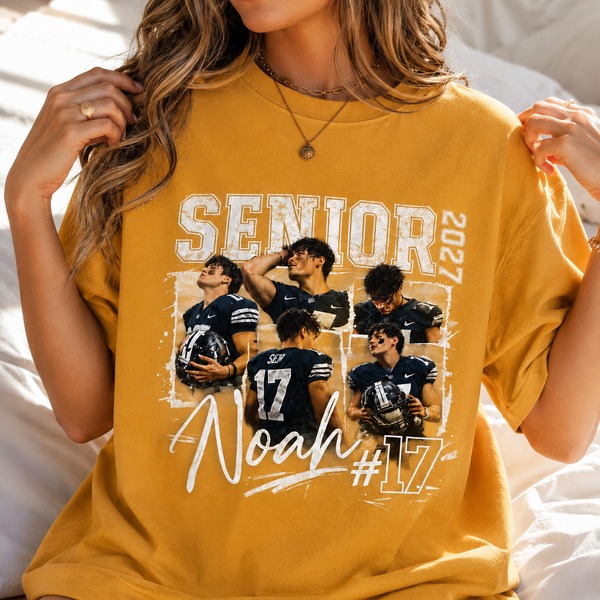 Custom 90s Bootleg Senior Football Mom Shirt, Retro Player Photo Tee