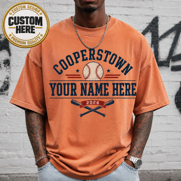 Personalized Baseball Shirt, Custom Cooperstown Team Tee, Retro Tournament Style 2026