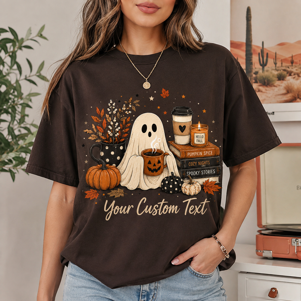 Personalized Fall Ghost Shirt, Custom Halloween Pumpkin Spice Tee
