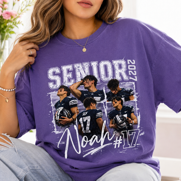 Custom 90s Bootleg Senior Football Mom Shirt, Retro Player Photo Tee