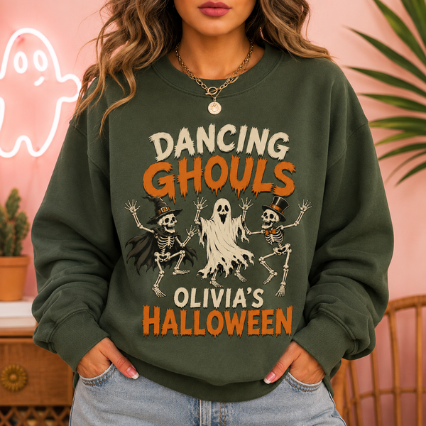 Dancing Ghouls Halloween Shirt, Cute Ghost & Skeleton Spooky Season Tee