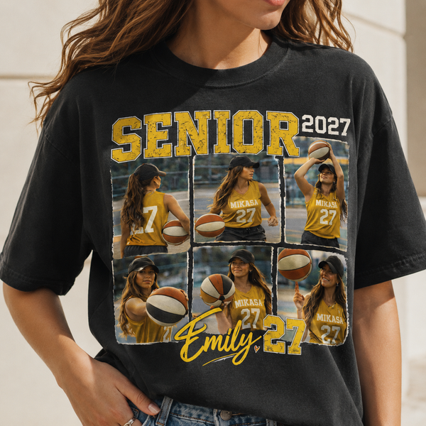 Senior Night 2027 Football Mom Shirt, Personalized Player Photo Tee