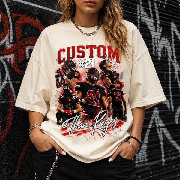 Custom Football Shirt, Personalized Family Player Photo Tee With Name & Number