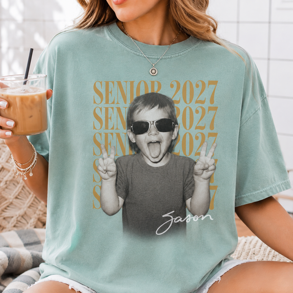 Personalized Senior Photo Shirt 2027, Vintage Graduate Picture Tee
