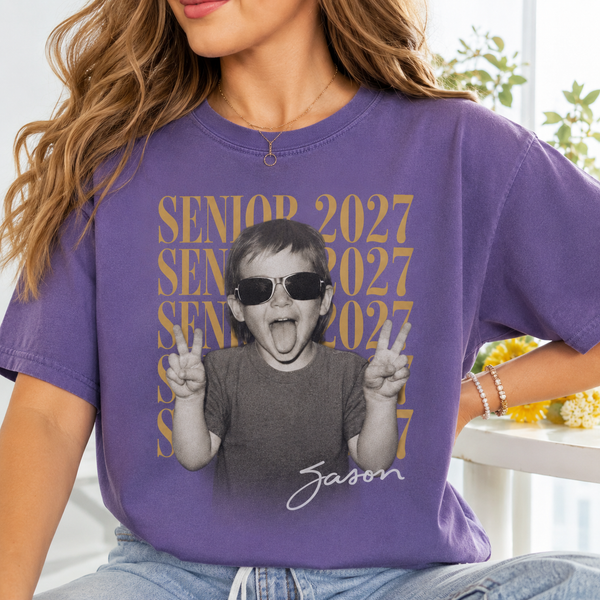 Personalized Senior Photo Shirt 2027, Vintage Graduate Picture Tee