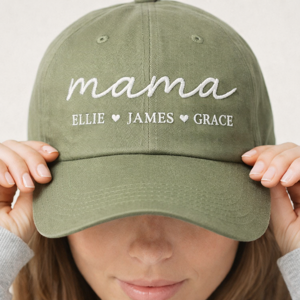 Custom Mama Hat with Kids Names, Personalized 3D Puff Embroidered Cap, New Mom Gift