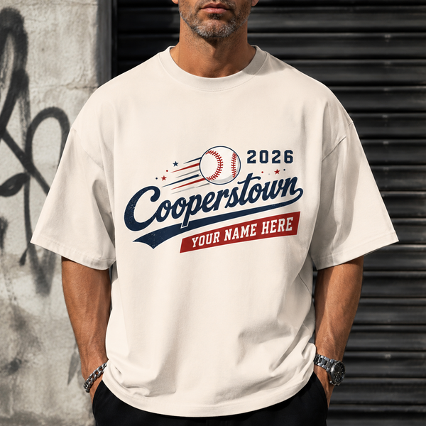 Custom Cooperstown Baseball Shirt, Personalized Team Name Tee, Retro Tournament Style 2026