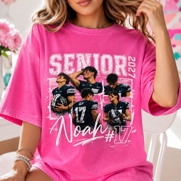 Custom 90s Bootleg Senior Football Mom Shirt, Retro Player Photo Tee