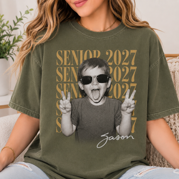 Personalized Senior Photo Shirt 2027, Vintage Graduate Picture Tee