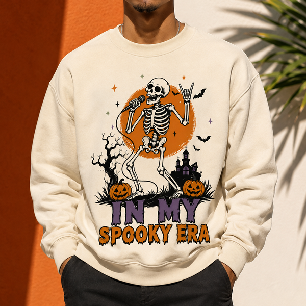 Men's Halloween Skeleton Shirt, In My Spooky Era Tee, Funny Singer Skeleton Graphic