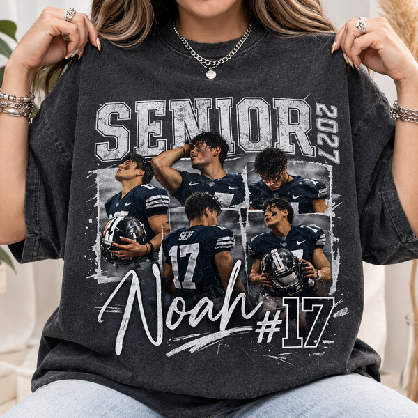 Custom 90s Bootleg Senior Football Mom Shirt, Retro Player Photo Tee