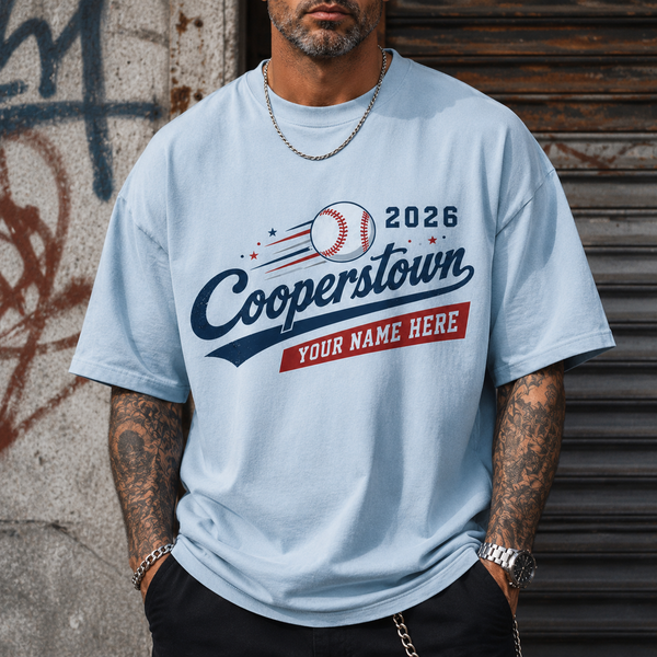 Custom Cooperstown Baseball Shirt, Personalized Team Name Tee, Retro Tournament Style 2026