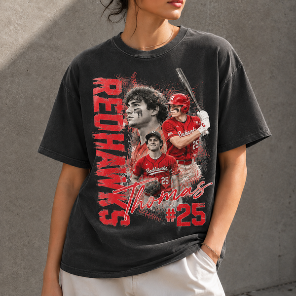 Custom Baseball Player Shirt, Personalized Team Name & Number Tee, Bootleg Style