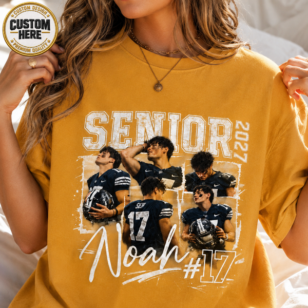 Custom 90s Bootleg Senior Football Mom Shirt, Retro Player Photo Tee