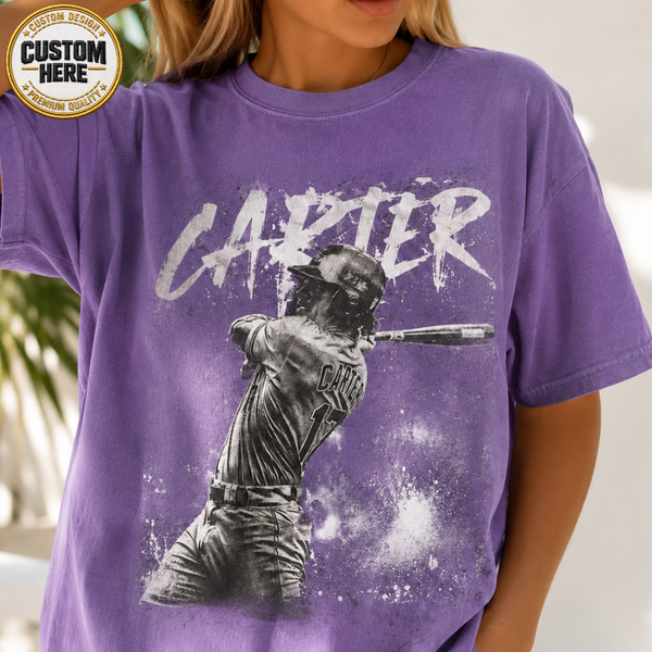 Personalized Baseball Player Shirt, Custom Name & Team Tee, Retro 90s Bootleg Style